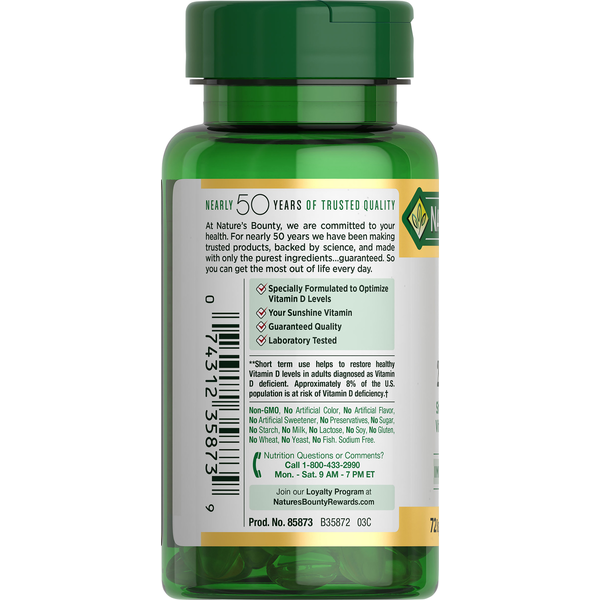 Nature's Bounty Vitamin D3, 250 mcg, Rapid Release Softgels