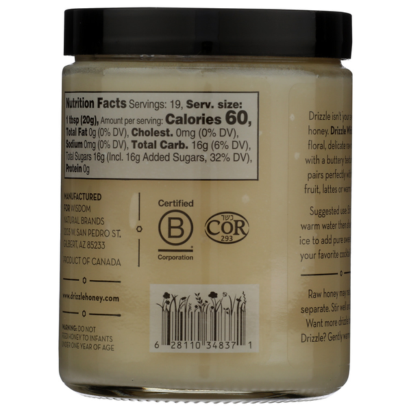 Drizzle Everyday Honey, White Raw Honey 13.