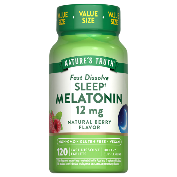 Nature's Truth Melatonin 12 mg Fast Dissolve Tablets, Natural Berry Flavor