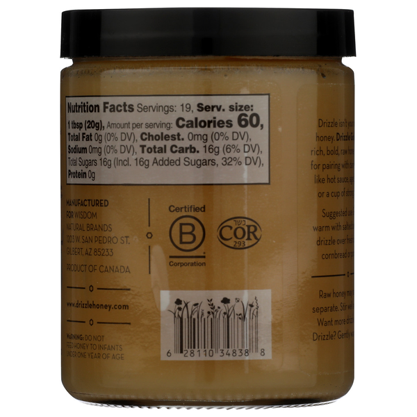 Drizzle Everyday Honey, Golden Raw Honey 13.