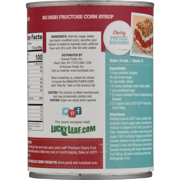 Lucky Leaf Fruit Filling or Topping, Premium, Cherry