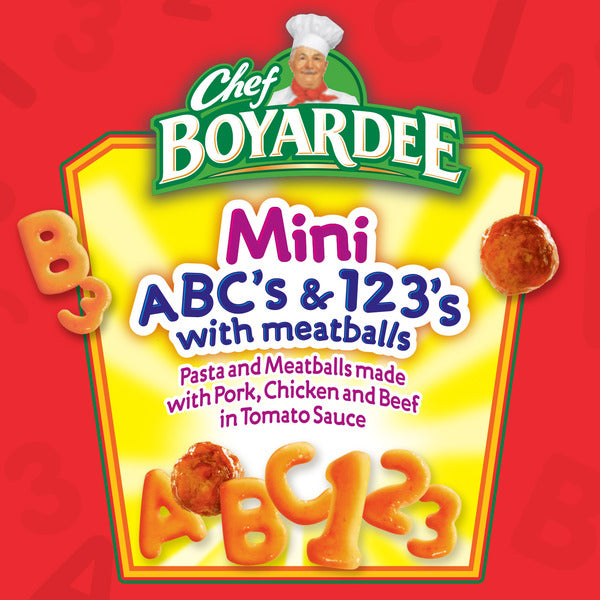 Chef Boyardee Mini ABC's and 123's with Meatballs in Tomato Sauce, Ready-to-Eat Meal
