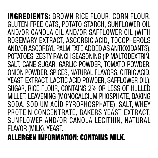 Milton's Gluten Free Crackers, Zesty Ranch