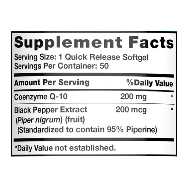 Nature's Truth Co Q-10 + Blk Pep Softgels