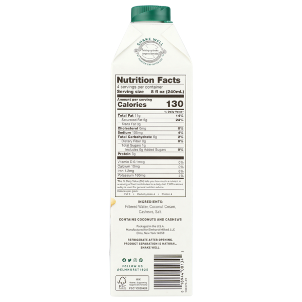 Elmhurst Unsweetened Coconut Cashew Milk
