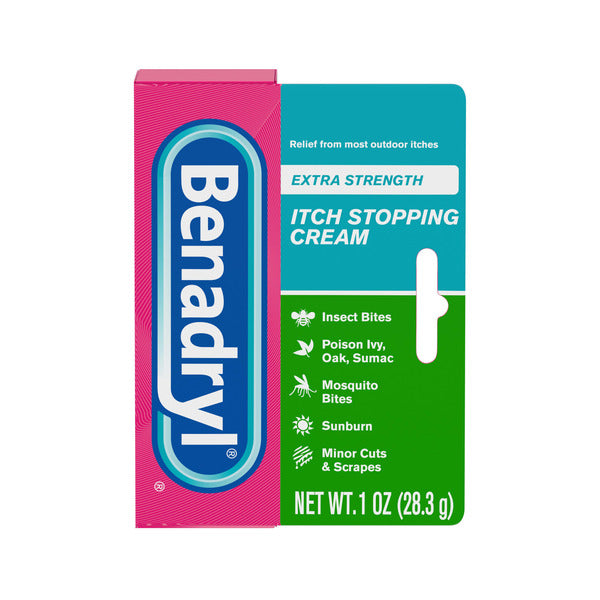 Benadryl Extra Strength Anti-Itch Topical Cream with 2% Diphenhydramine HCI for Itch Relief of Outdoor Itches Associated with Poison Ivy, Insect Bites & More, 1 oz