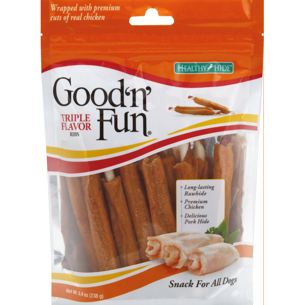 Healthy Hide Dog Treats, Triple Flavor Ribs