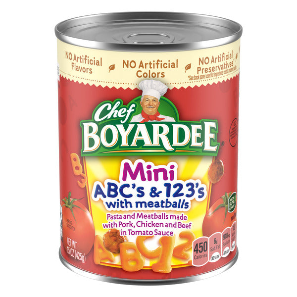 Chef Boyardee Mini ABC's and 123's with Meatballs in Tomato Sauce, Ready-to-Eat Meal