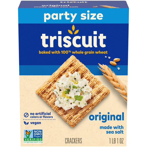TRISCUIT Original Whole Grain Wheat Crackers, Vegan Crackers, Healthy Snacks, Party Size 17 oz
