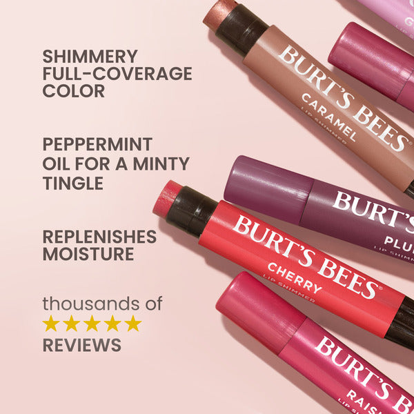 Burt's Bees Lip Shimmer, Cherry, with Shea and Cocoa Butters; 100% Natural Origin