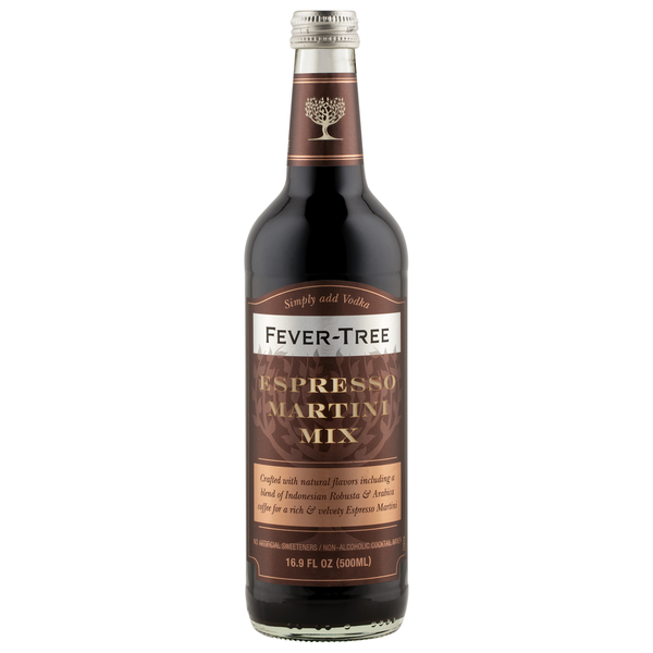 Bottle of Fever-Tree Espresso Martini Mix on a white background