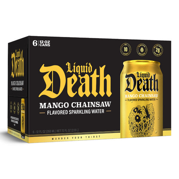 Liquid Death Soda-Flavored Sparkling Water, Mango Chainsaw