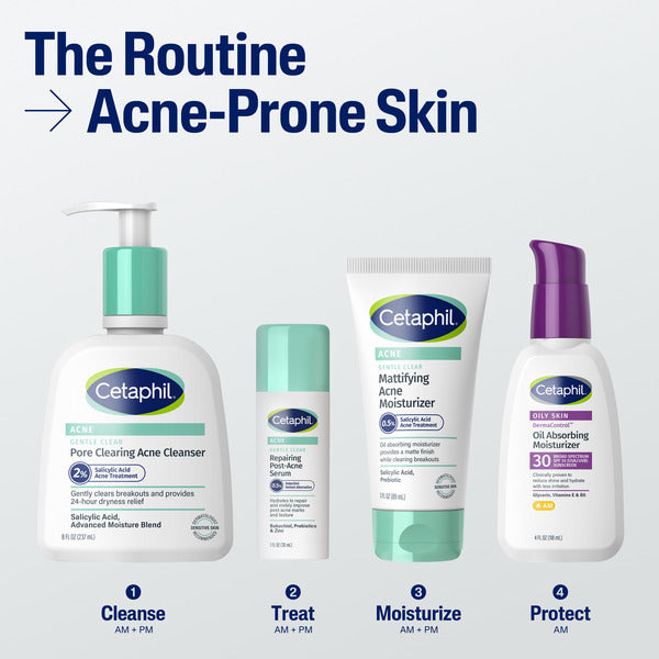 Cetaphil Gentle Clear Pore Clearing Acne Cleanser, Foaming Gel Cleanser for Sensitive, Acne-Prone Skin, 8 Fl Oz Pump Bottle, 2% Salicylic Acid, Gently Exfoliates, Dermatologist Recommended Brand