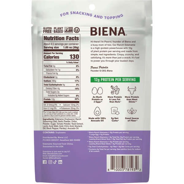 Biena Crispy Roasted Ranch Edamame