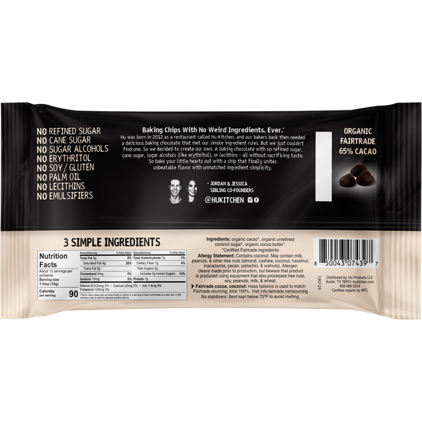 Hu Organic 65% Cacao Dark Chocolate Baking Chips