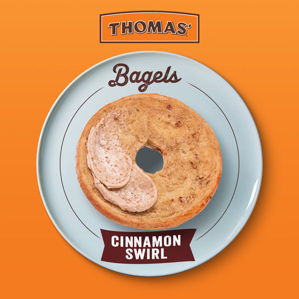 Thomas’ 6 ct, Cinnamon Swirl, Bagels, 9g Protein, Kosher, Bagels, 18 oz
