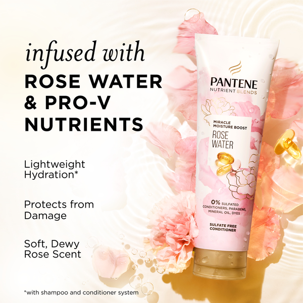 Pantene Nutrient Blends Miracle Moisture Boost Rose Water Conditioner for Dry Hair