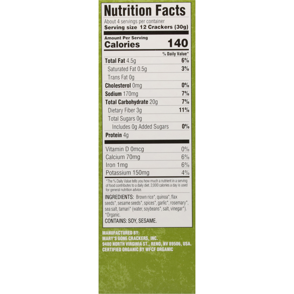 Mary's Gone Crackers Crackers, Organic, Herb, Original
