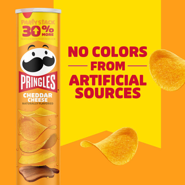 Pringles Cheddar Cheese Potato Crisps Chips, Lunch Snacks, Party Stack, 7.1 oz
