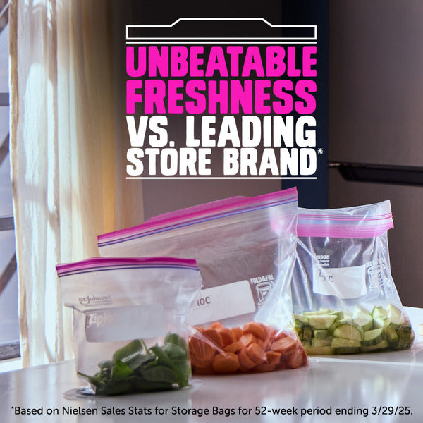 Ziploc® Gallon Storage Bags, Stay Open Design, Easy to Fill