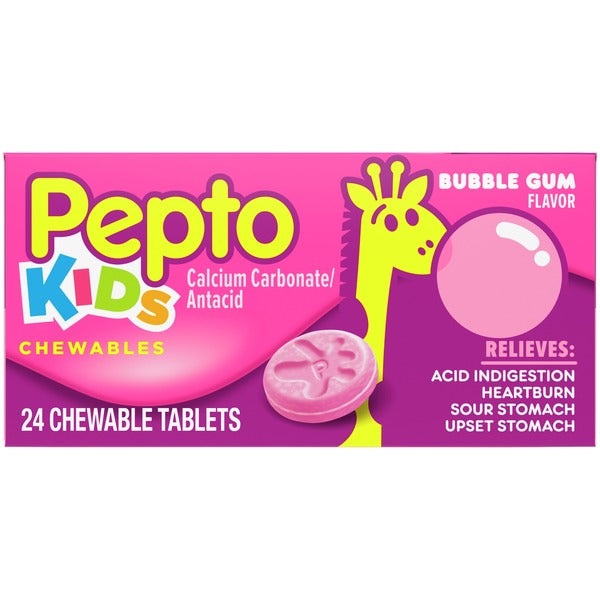 Pepto-Bismol Kids Bubble Gum Flavor Chewables for Heartburn, Acid Indigestion