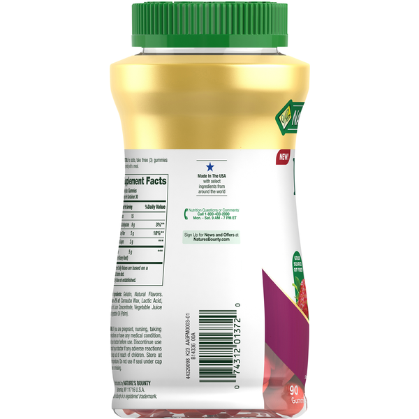 Nature's Bounty Fiber, Digestive Health, 5 g, Gummies, Strawberry & Raspberry Flavored