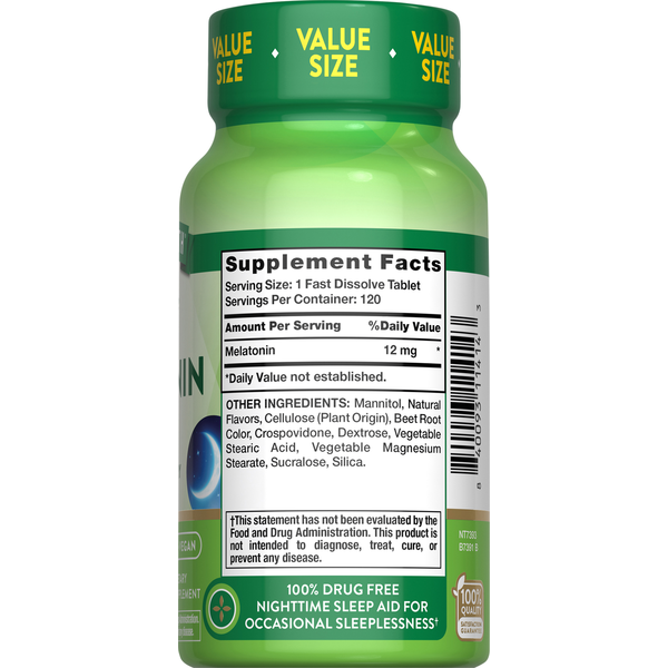 Nature's Truth Melatonin 12 mg Fast Dissolve Tablets, Natural Berry Flavor