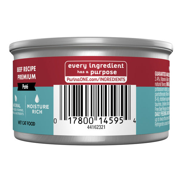 Purina ONE Natural, High Protein, Grain Free Wet Cat Food Pate, Beef Recipe