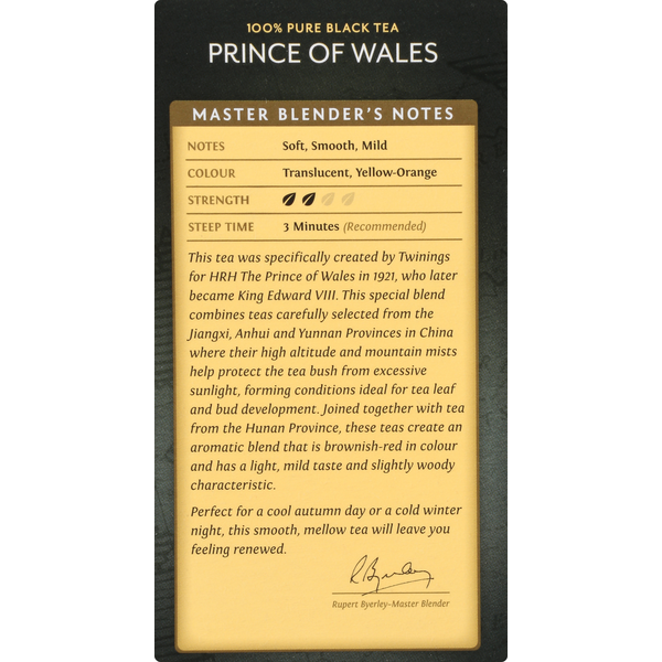 Twinings Black Tea, 100% Pure, Prince of Wales, Tea Bags