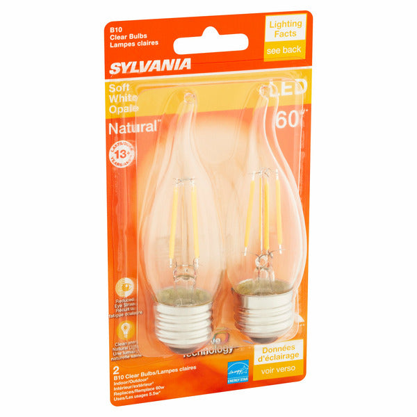 Sylvania Natural Led 60w Soft White B10 Clear Bulbs