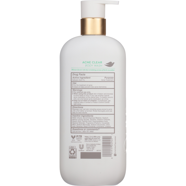Dove Acne Clear Birch Cucumber Body Wash