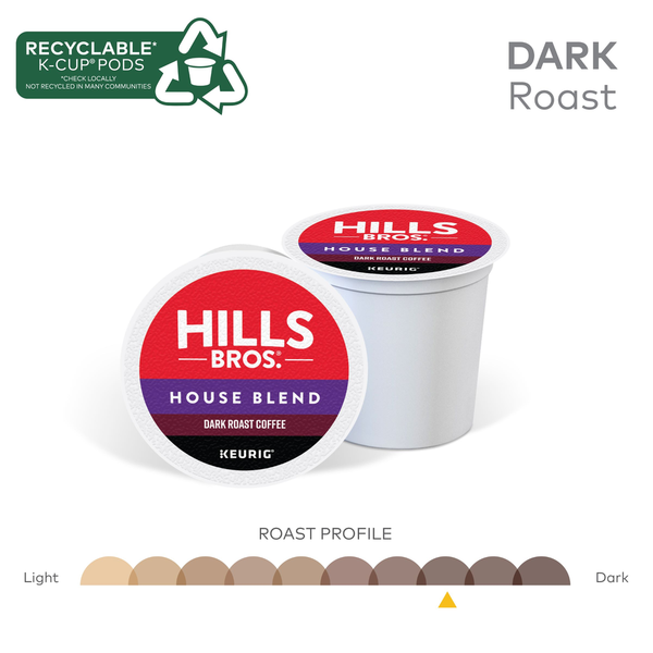 Hills Bros. K-Cup Pods Ground Dark Roast House Blend Coffee