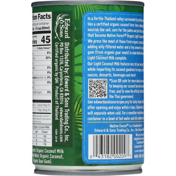 Native Forest Organic Light Unsweetened Coconut Milk