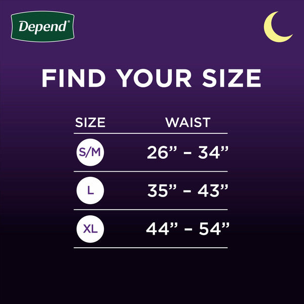 Depend Night Defense Adult Incontinence Underwear for Men, Overnight, L, Grey