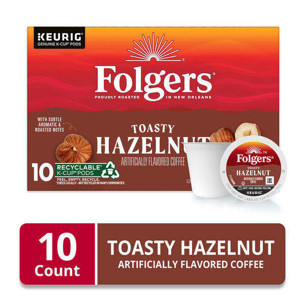 Folgers Toasty Hazelnut Artificially Flavored Coffee, Keurig K-Cup Pods