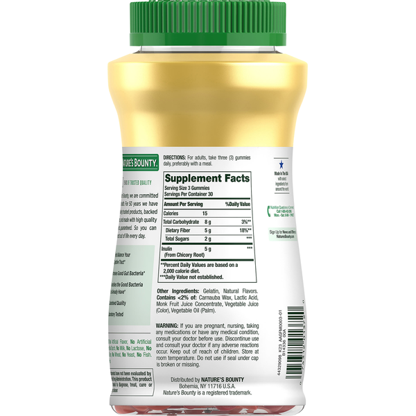 Nature's Bounty Fiber, Digestive Health, 5 g, Gummies, Strawberry & Raspberry Flavored