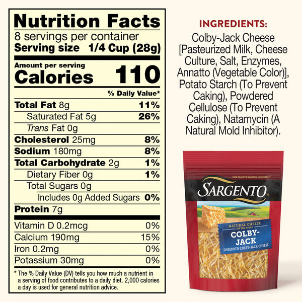 Sargento Natural Colby-Jack Shredded Cheese, Fine Cut