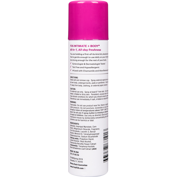 FDS Deodorant Spray, Dry, Intimate + Body, Extra Strength