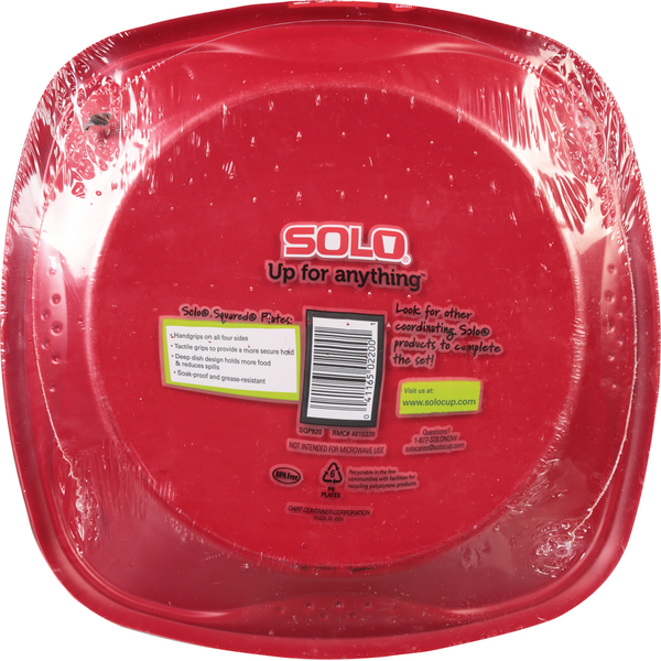 SOLO Grips 9" Square Plastic Plates