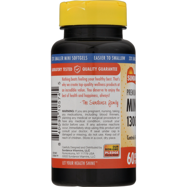 Sundance Vitamins Mini Fish Oil, Premium Strength, 1300 mg, Mini Softgels, Natural Lemon Flavor