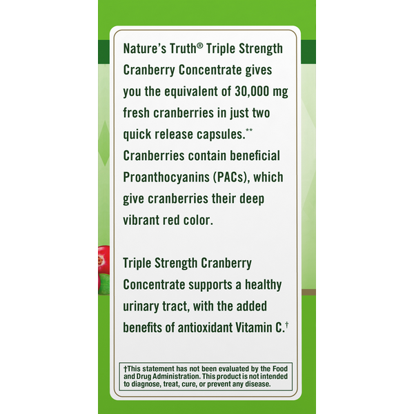 Nature's Truth Cranberry Concentrate 30,000 mg plus Vitamin C, Capsules