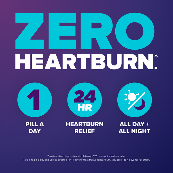 Prilosec OTC Omeprazole 20mg, 24 Hour Omeprazole Heartburn Relief, 14 Tablets