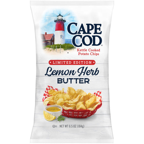 Cape Cod Cape Cod Potato Chips, Limited Edition Lemon Herb Butter Kettle Cooked Chips, 6.5 Oz Lemon Herb Butter Potato Chips