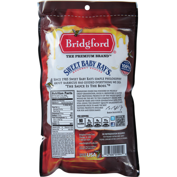 Bridgford Beef Jerky, Honey Barbecue, Big Bag