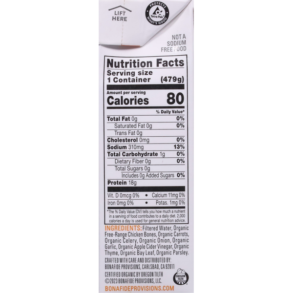 Bonafide Provisions Chicken Bone Broth, No Salt Added, Organic