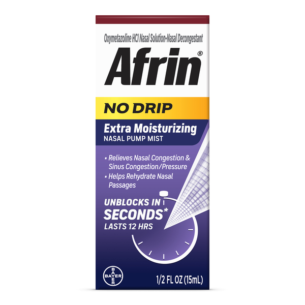AFRIN No Drip Extra Moisturizing 12 Hour Nasal Decongestant Pump Mist