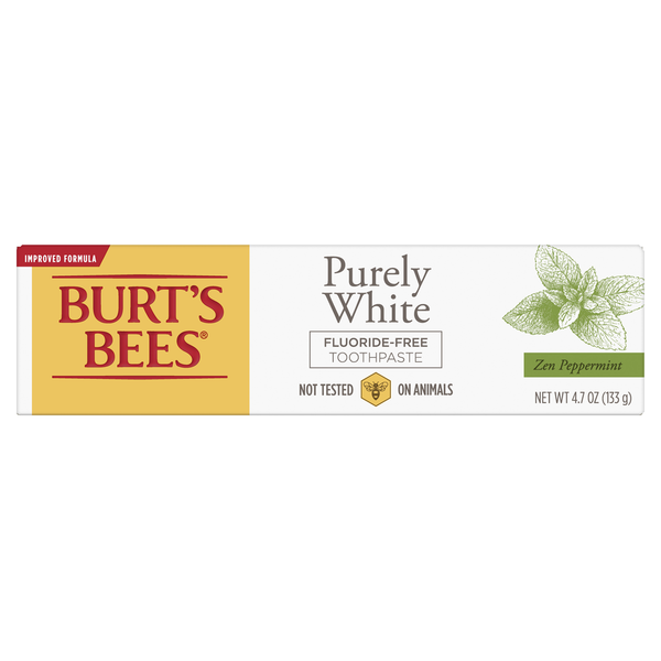 Burt's Bees Toothpaste, Natural Flavor, Fluoride-Free, Purely White, Zen Peppermint