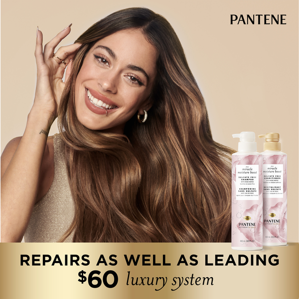 Pantene Sulfate Free Conditioner with Rosewater for Dry Damaged Hair, Color Safe