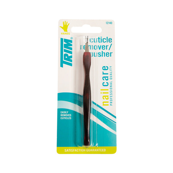 Trim cuticle remover and brush in packaging on a white background
