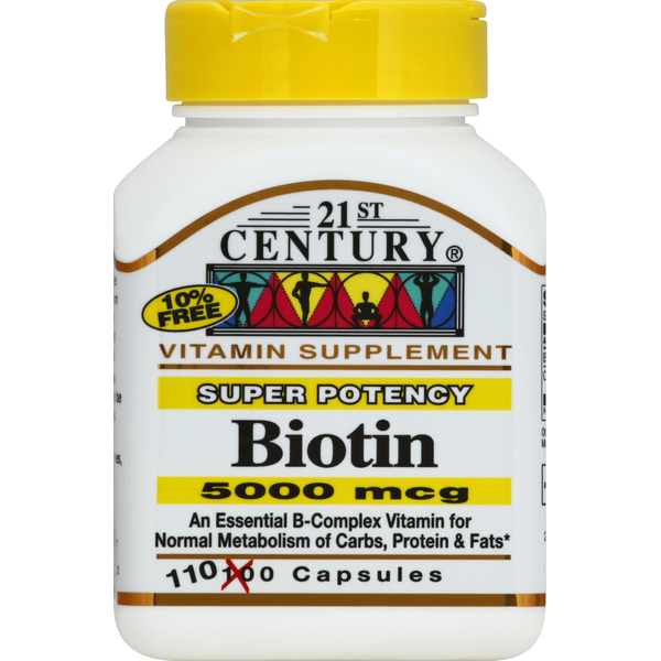 21ST Century Biotin, Super Potency, 5000 mcg, Capsules